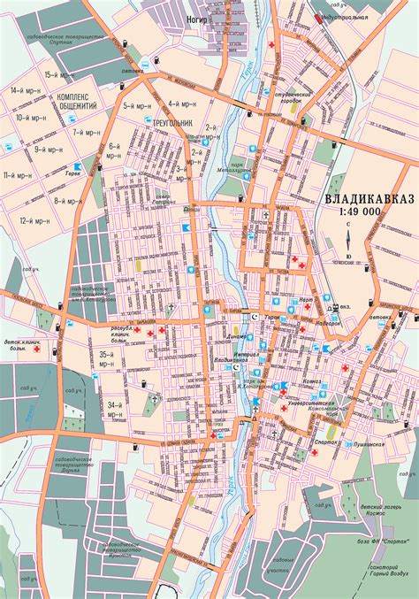 Карта владикавказа с улицами и номерами