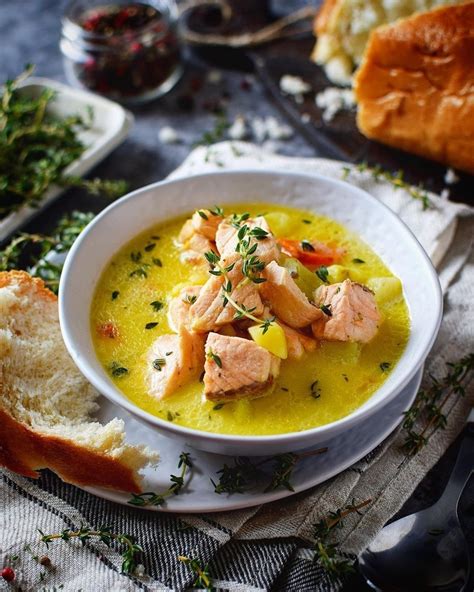 Норвежский суп с лососем и сливками рецепт