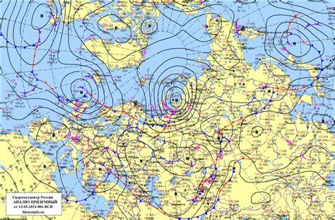 Приземная карта погоды с фронтальным анализом