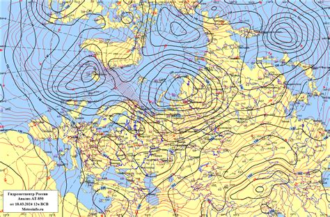 Приземная карта погоды с фронтальным анализом
